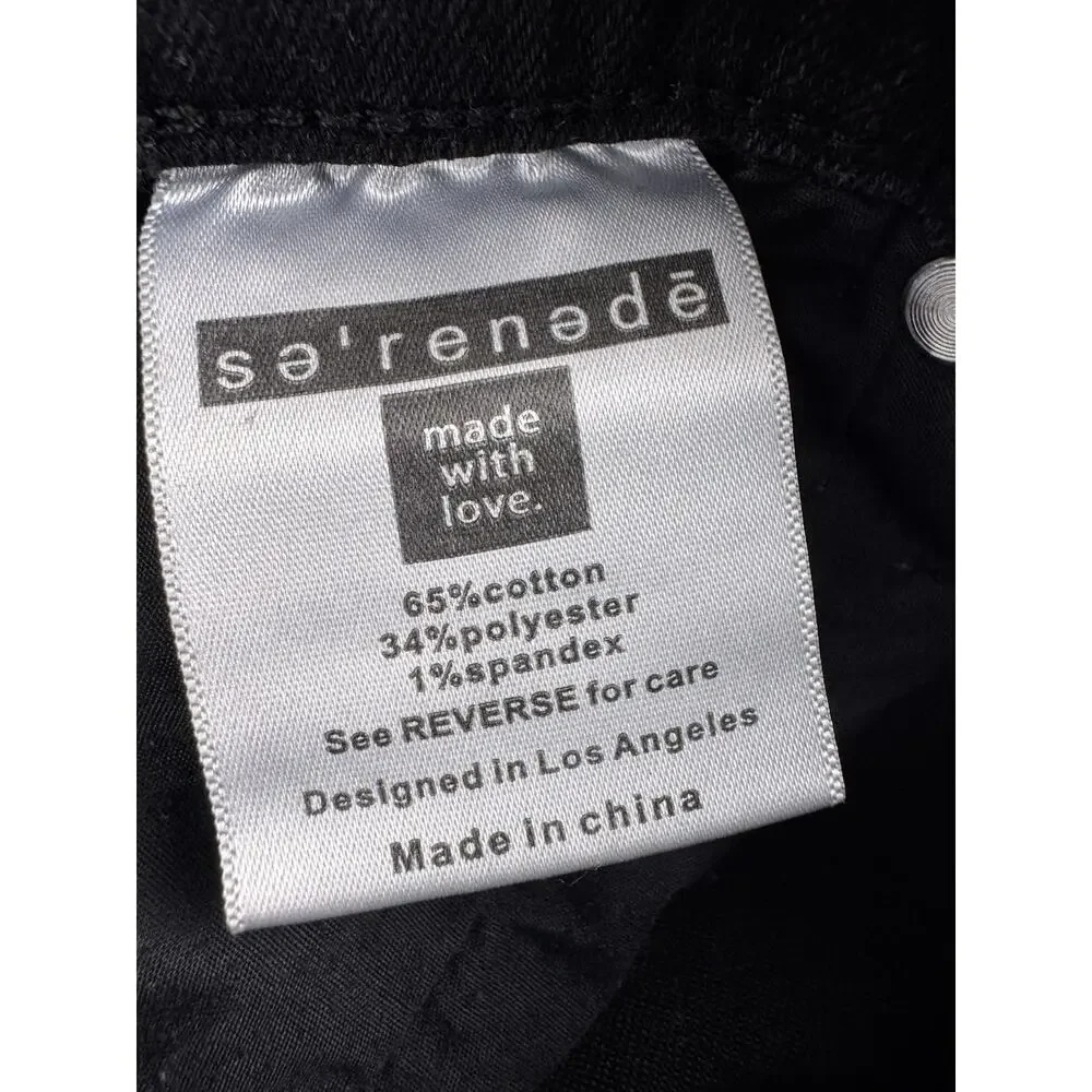 Serenede Poppy Cargo Denim Jeans Sz 32 Bungee Lace-Up Pockets Faded Black EUC